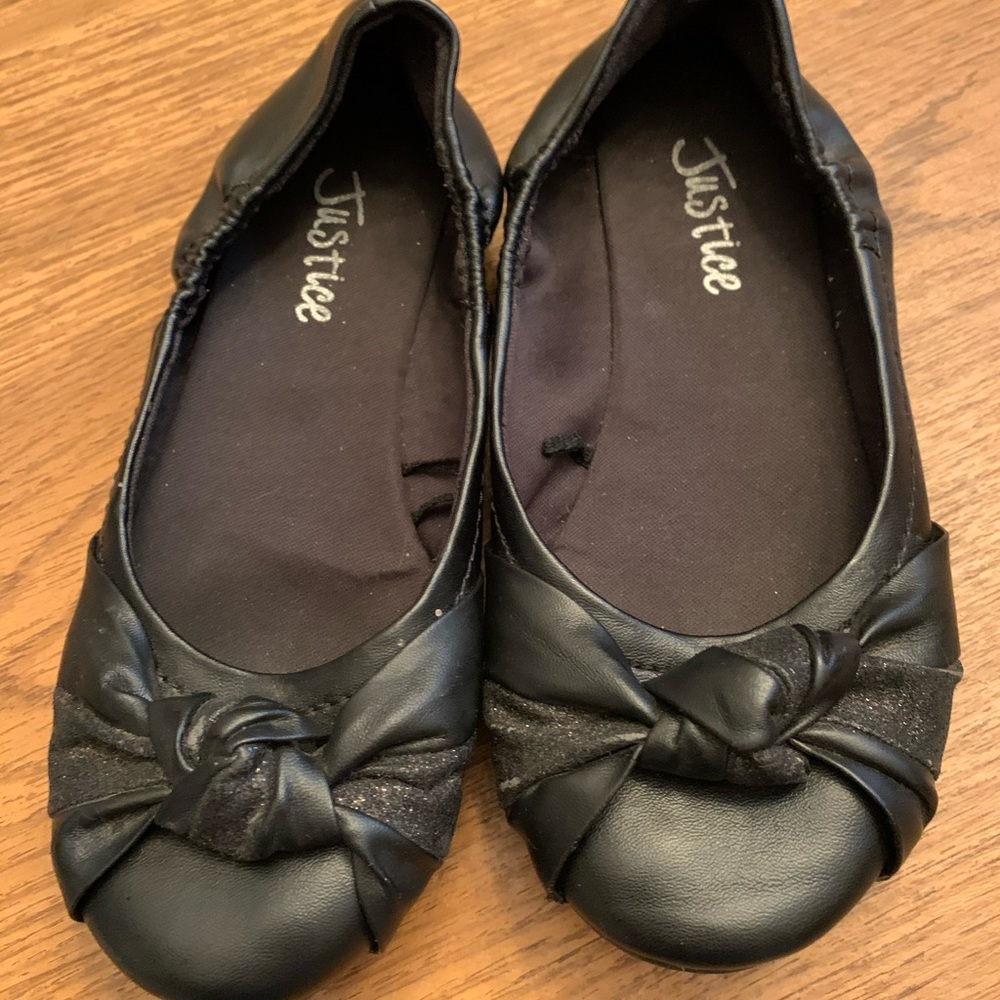 Girls Justice Black Flats, G133